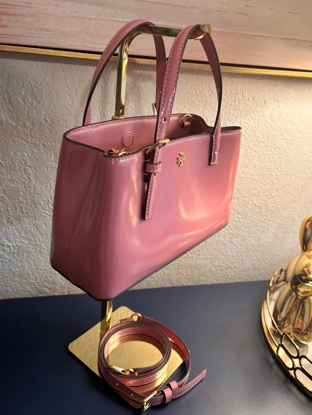 Tory Burch Pink Mini Satchel with Removable Strap